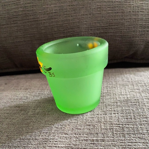 Vtg Frosted Green Confederate Glass Hand Painted Tealight Votive Candle Holder - Picture 2 of 9